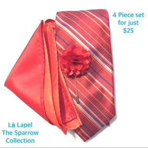 Red, orange and blue necktie set.